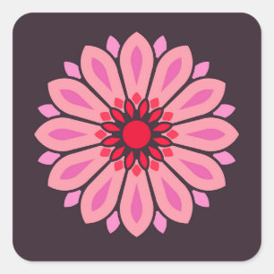 COLORFULL MODERN FLOWER GIFT DAUGHTER SISTER MOM SQUARE STICKER