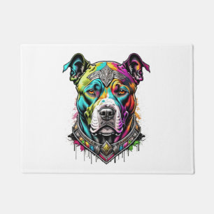 colorfull pitbull  doormat