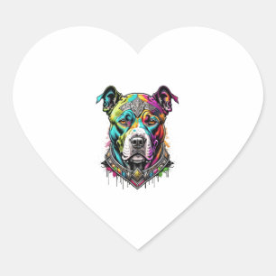 colorfull pitbull  heart sticker