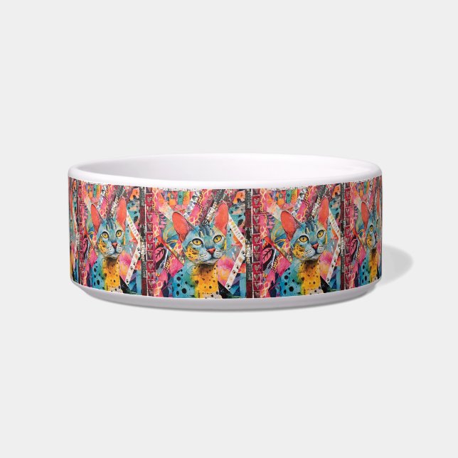 Colorfun Mixed Media Paper Cat Food Bowl (Left)