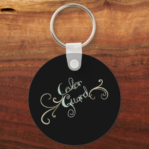 Colorguard Button Keychain Design Black Mint Cream