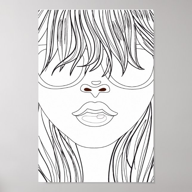 Coloring Page Beach Girl Poster (Front)