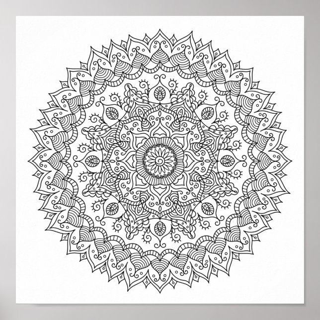 Coloring Page Daisy Mandala Poster (Front)