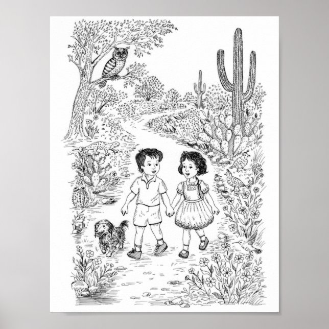 Coloring Page for Kids: The Magic Trail Poster (Front)