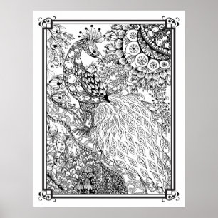 Coloring Poster "MrsDee's Majestic Peacock"