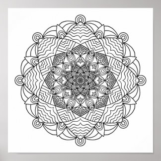 Coloring Poster – Wave Flower Mandala