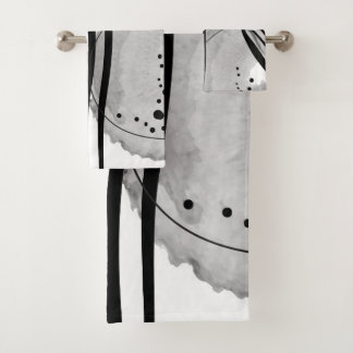 Colorless Abstract Watercolor Two Bath Towel Set