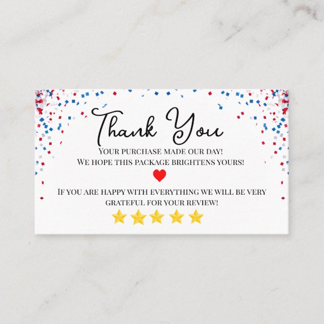 colors business thank you homemade Red & Blue Card (Front)