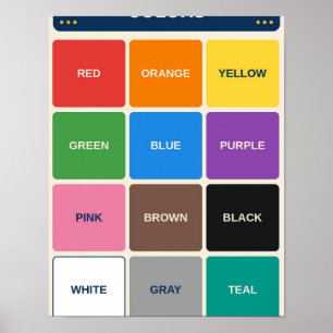 Colors Learning Chart for Classroom or Playroom