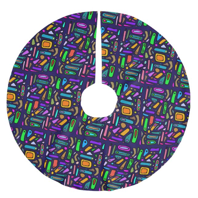 Colors & shapes pattern brushed polyester tree skirt (Front)