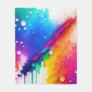 Colors Splash Abstract Watercolor Fleece Blanket
