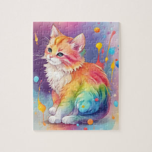 Colors Splash Watercolor Cat Jigsaw Puzzle