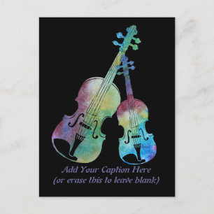 Colorwashed Violin and Viola Postcard