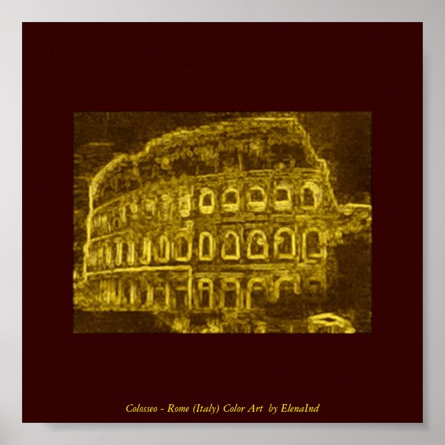 Colosseo Neon Colour Art Poster (Front)