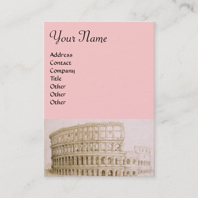 COLOSSEUM /Antique Architecture,Architect Pink Business Card (Front)