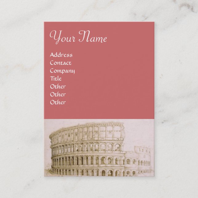 COLOSSEUM Classic Architecture,Marsala Pink Sepia Business Card (Front)