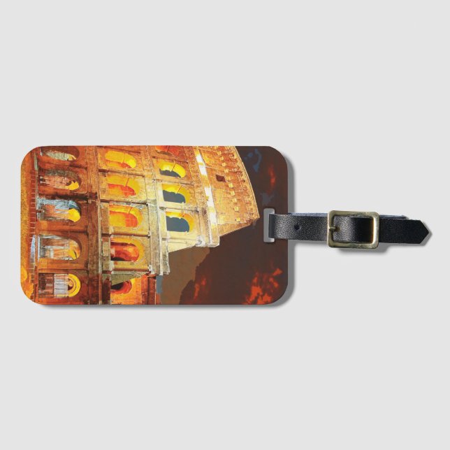 Colosseum Italy Rome Travel Art Vintage Luggage Tag (Front Horizontal)
