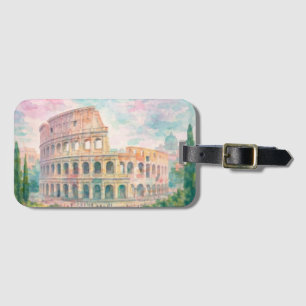 Colosseum Luggage Tag   Watercolor Rome Travel Bag