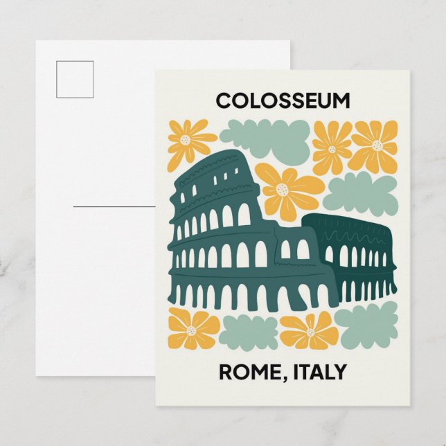 Colosseum Rome Italy abstract travel floral art Postcard (Front/Back)