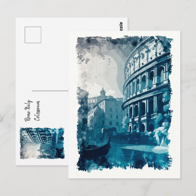 Colosseum Rome Italy Vintage Abstract Travel Art Postcard (Front/Back)