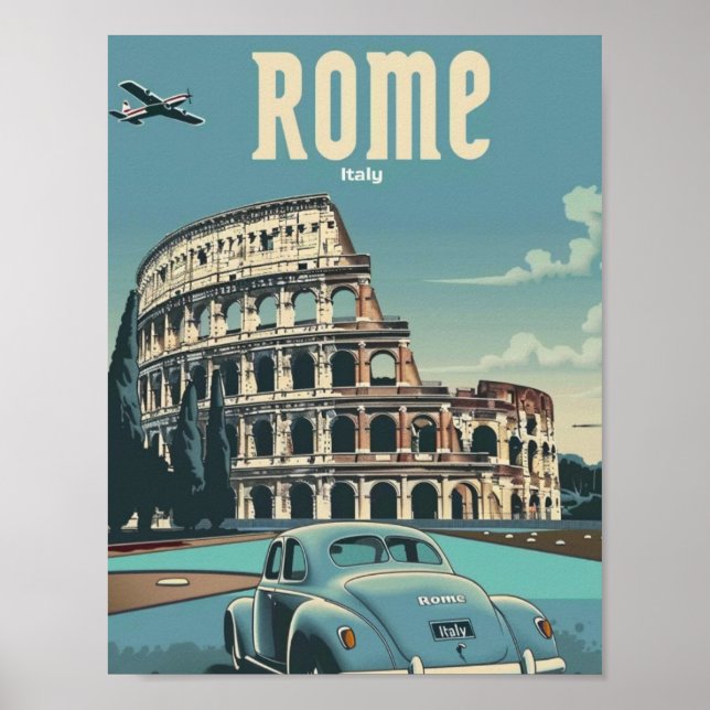 Colosseum Rome Italy Vintage Famous Travel Place Poster (Front)