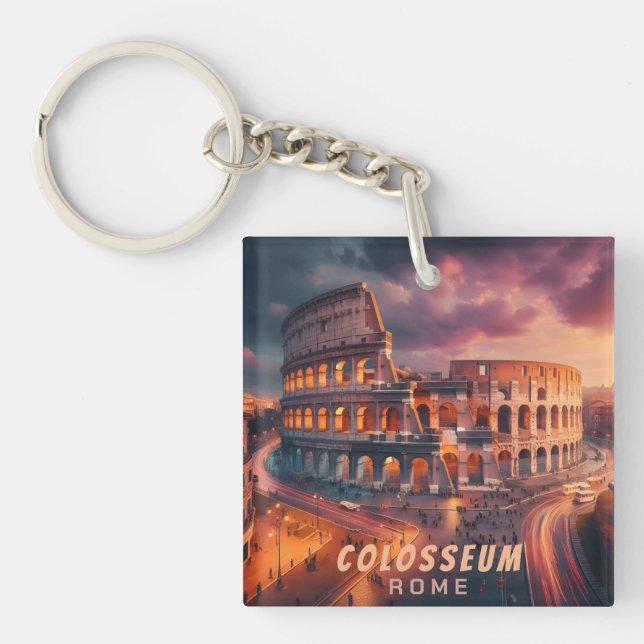 Colosseum Rome Italy Vintage Travel Key Ring (Front)