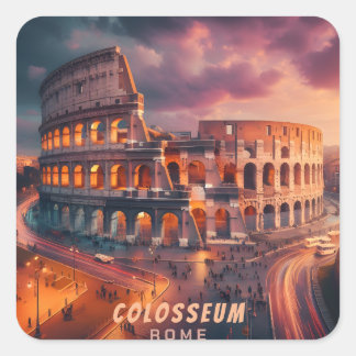 Colosseum Rome Italy Vintage Travel Square Sticker
