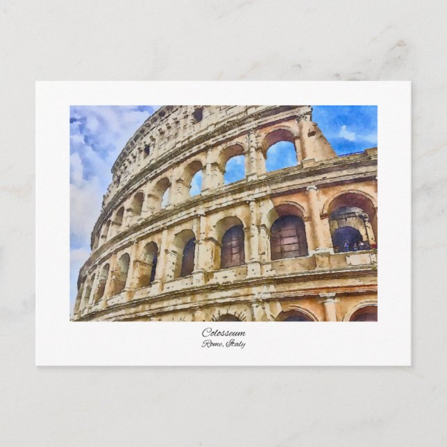 Colosseum Rome, Italy Watercolor Painting Postcard (Front)