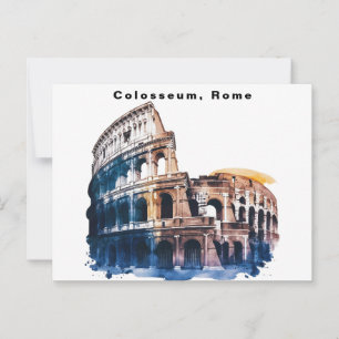 Colosseum Rome Italy Watercolor  Postcard