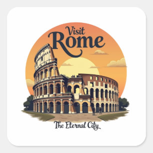 Colosseum Rome Vintage Travel Design Square Sticker