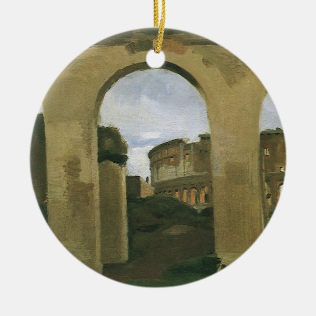 Colosseum Seen through the Arcades in Rome, Italy Ceramic Tree Decoration (Front)