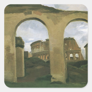 Colosseum Seen through the Arcades in Rome, Italy Square Sticker