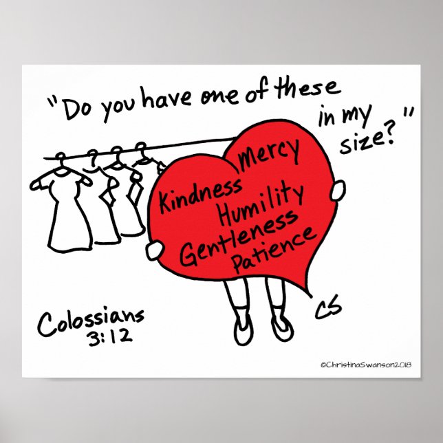 Colossians 3:12 Red Heart Poster (Front)