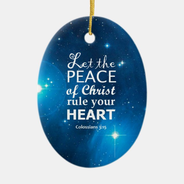 Colossians 3:15 ceramic tree decoration (Front)