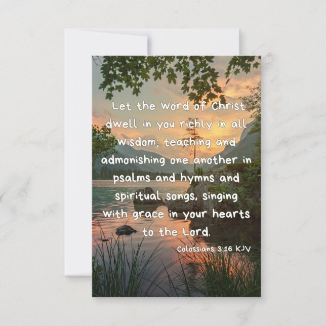 Colossians 3:16 KJV Bible Verse Pic Flat Greeting Card (Front)