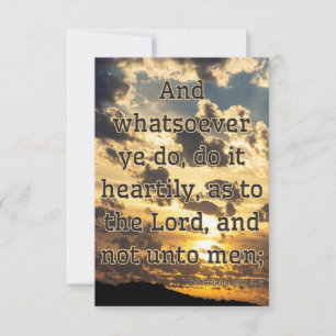 Colossians 3:23 KJV Bible Verse Pic Greeting Card