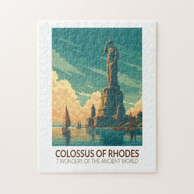 Colossus of Rhodes Seven Wonders of the World Art Jigsaw Puzzle (Vertical)