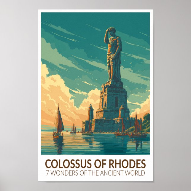 Colossus of Rhodes Seven Wonders of the World Art Poster (Front)