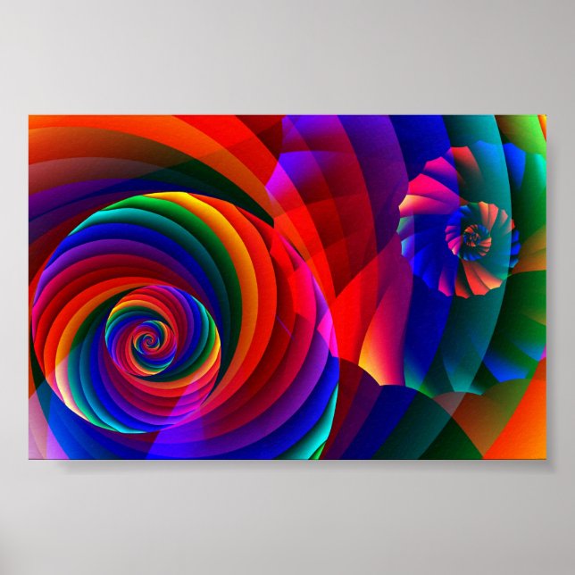 Colour 7 Cool Modern Abstract Fractal Art Poster (Front)