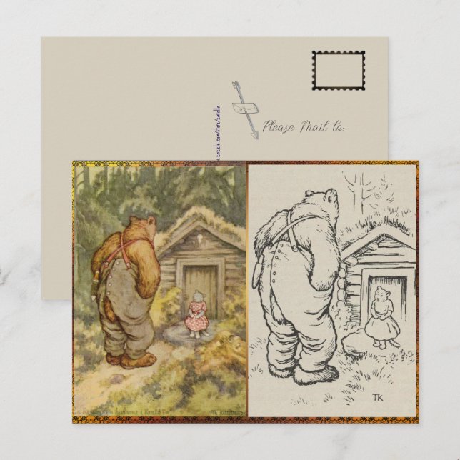 Colour a Bear Vintage Illustration Postcard (Front/Back)