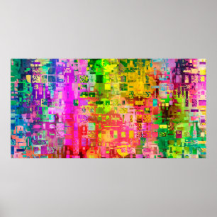 Colour abstract artefact pixel poster