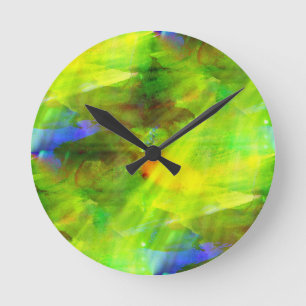 colour abstract seamless background green, yellow round clock