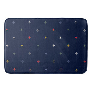 Colour Aeroplanes Aligned Side by Side Blue Bath Mat
