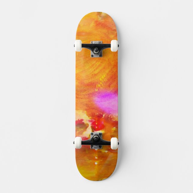 colour art seamless background yellow, orange skateboard (Front)