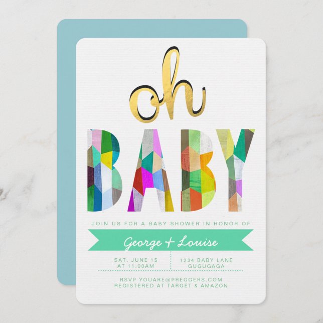 Colour Baby Shower Invite (Front/Back)