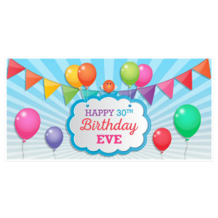 Colour Balloons Birthday Banner Party Decor-Any Ag