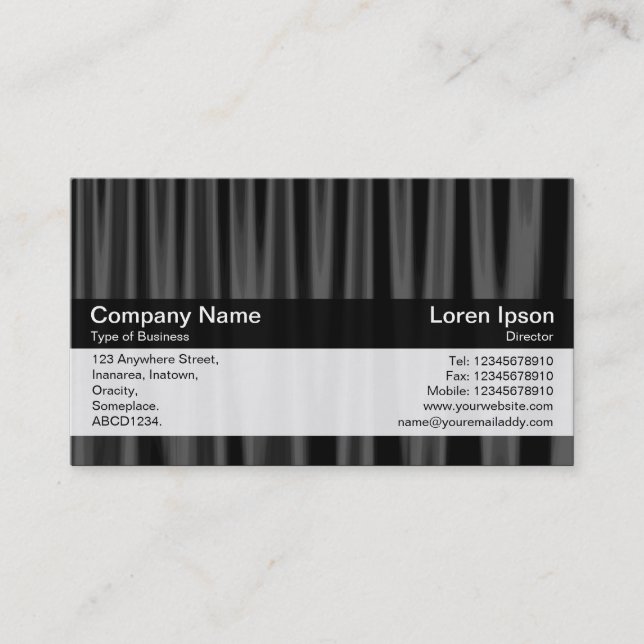 Colour Band - Black - Dk Grey Drapery Business Card (Front)