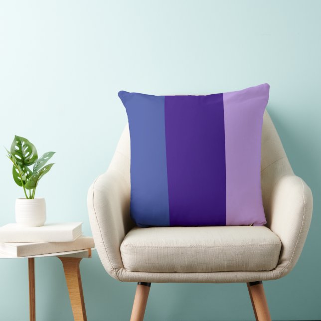 Colour Bands Three Shades Of Blue Lilac Cushion (Chair)