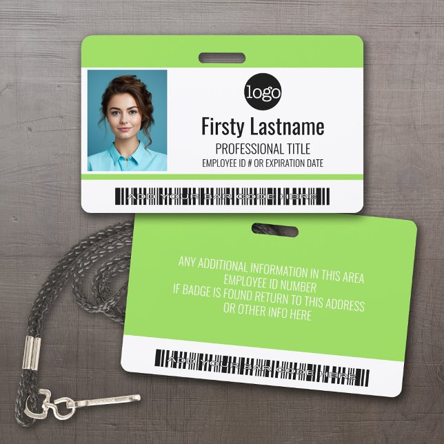 Colour Bar ID Employee Photo, Code, Logo, Name Badge (Custom Employee ID Badges - thick plastic with full color print)