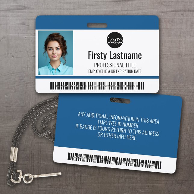 Colour Bar ID Employee Photo, Code, Logo, Name Badge (Custom Employee ID Badges - thick plastic with full color print)